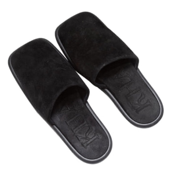 KHAITE Shoes - Khaite Black Flat Suede Mules SZ 39